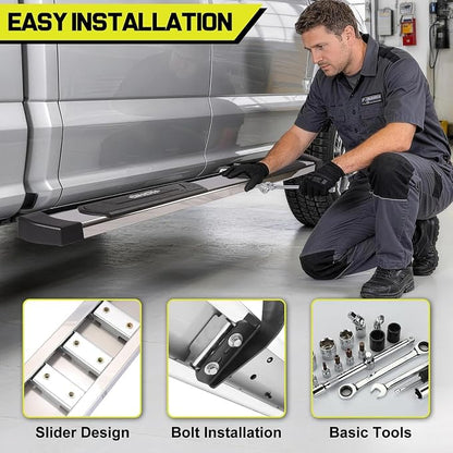 BINARY STAR 6 Inch Running Boards Compatible with 2019-2026 Ram 1500 Crew Cab (excl. 2500/3500/Classic), Ram 1500 Rock Sliders Nerf Bars Step Bars Made with High Light Stainless Steel.