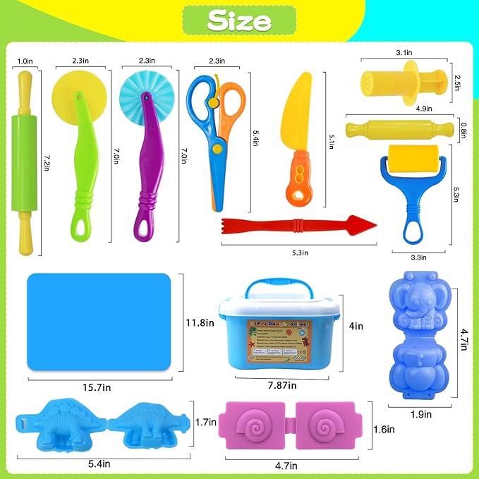 Dough Tool Set, Dough Accessories Includes Storage Container, 3D Animal