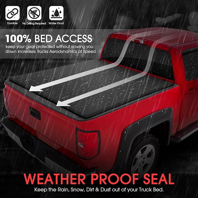 DNA Motoring TTC-RU-028 Pickup Truck Bed Soft Roll-Up Tonneau Cover Compatible with 09-18 Dodge Ram 1500 6.5Ft Fleetside Short Beds, Without Bed Rail Storage & RamBox