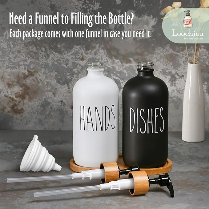 LOOCHICA 2 Pack Glass Soap Dispenser Set