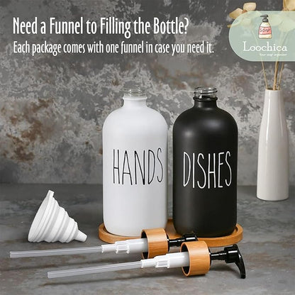 LOOCHICA 2 Pack Glass Soap Dispenser Set