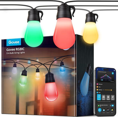 Govee Smart Outdoor String Lights H7029, 24ft RGBIC Outdoor Lights