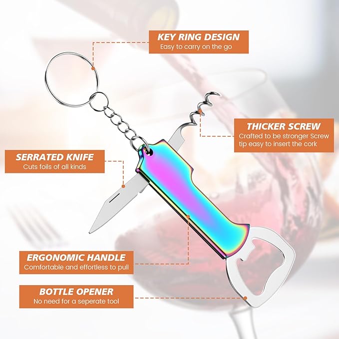 Ziliny 24 Pcs Bottle Opener Keychain Bulk Wine Bottle Beer Opener Keychain