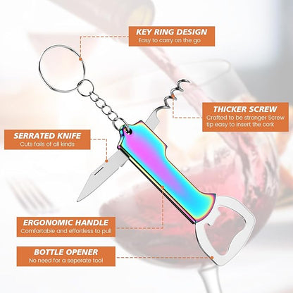 Ziliny 24 Pcs Bottle Opener Keychain Bulk Wine Bottle Beer Opener Keychain
