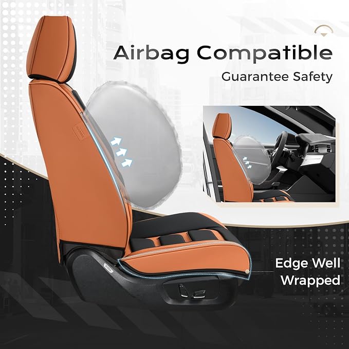 Coverado Car Seat Covers, Front Covers for Cars, Car Seat Cover Front Seats, Car Seat Protector Waterproof, Leather Car Seat Cushion, Universal Interior Covers Seat Protectors for Most Cars