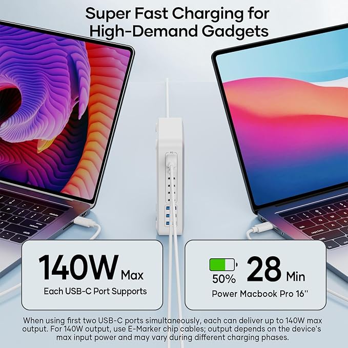 Charging Station for Multiple Devices 500W, 10 Ports Charging Blocks for