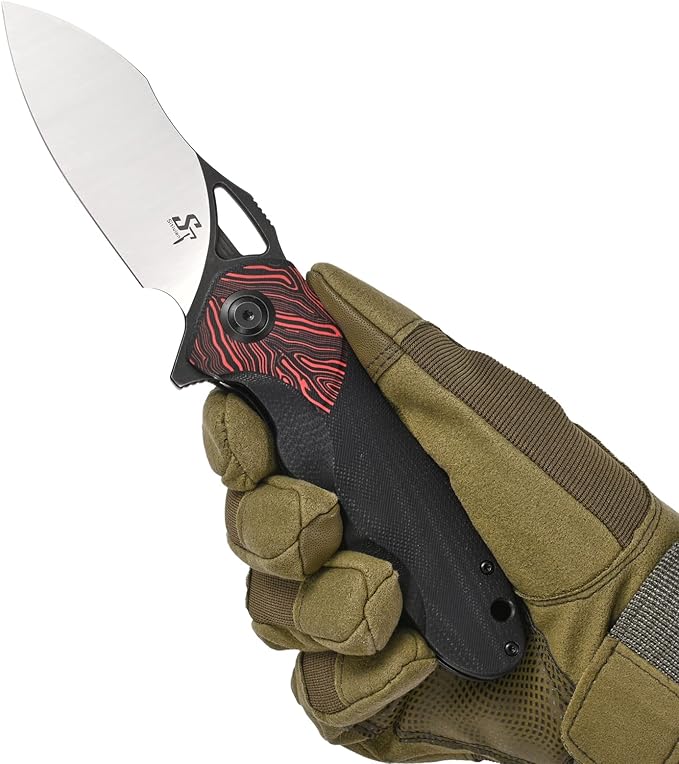Sitivien ST154 Folding Knife, Sandvik 14C28N Steel Blade with G10 Handle,Chinese Zodiac Series EDC Tool Knifes for Camping Hunting Survival Hiking(Red)