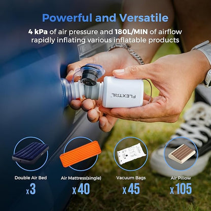 FLEXTAILGEAR Tiny Pump 2X | 4kPa Rechargeable Air Pump & Lantern, Orange