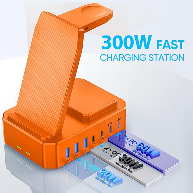300W Charging Station for Multiple Devices Apple, Zutspzss 10 in 1 Wireless
