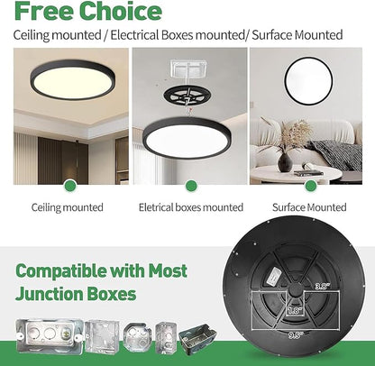 15.8 Inch Dimmable LED Flush Mount Ceiling Light, 3000K/3700K/4000K/5000K/6000K