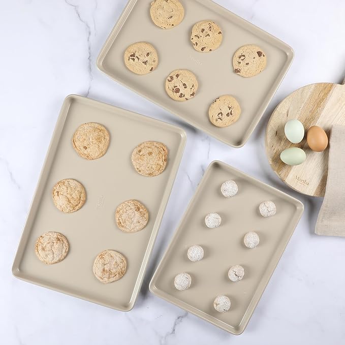 Martha Stewart Gallen 3-Piece Cookie Sheet Set – 13", Ceramic Nonstick
