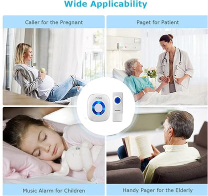 Wireless Doorbell with 3 Receivers 2 Buttons, PHYSEN Waterproof Door Bell Kits