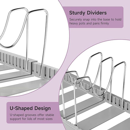 MUDEELA Pot Lid Organizer Rack for Cabinet, Expandable Pots and Pans Organizer