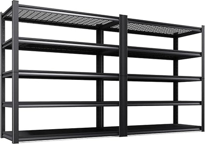 Set of 2 Garage Shelving-3000 lbs 5 Tier Storage Shelves, Adjustable Heavy Duty