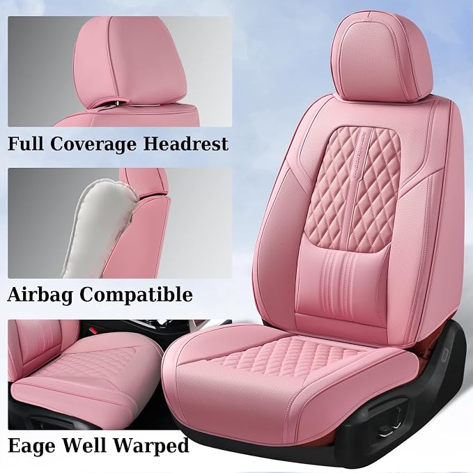 Coverado Car Seat Covers, Car Seat Covers Front Seats, 2-Pack Front Seat Cover, Nappa Leather Waterproof Seat Covers, Car Seat Protectors, Automotive Seat Covers Universal Fit for Most Vehicles