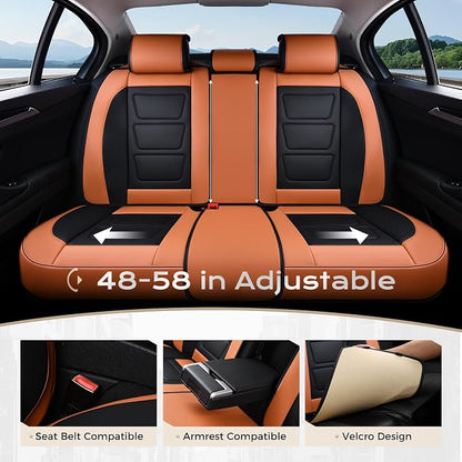 Coverado Car Seat Covers Full Set, Seat Covers for Cars, Front Seat Covers and Back Seat Cover Waterproof Leather Automotive Seat Cover, Universal Car Interior Protectors Cushion for Most Cars