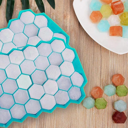 Azyh Ice Cube Trays with Lid, 2 Pack Silicone Ice Cube Trays with Lid-37 Grid