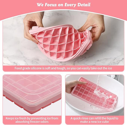 Silicone Ice Cube Tray with Leak-Proof Lid & Storage Bin