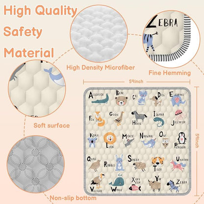 Baby Play MAT 59" X 59", Soft Thickened Anti-Slip Baby Mat for Floor Playpen, Foldable and Machine Washable Baby Crawling Mat