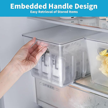 Clear Plastic Storage Bins, Pantry Organizers & Storage Containers, Cabinet Organizer, Home Organization Must Haves for Kitchen, Laundry Room, Office, Closet & Freezer (4 Pack with Lids)