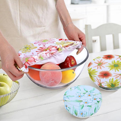 5 Pieces Bowl Covers Reusable, 5 Size Elastic Cloth Bowl Covers