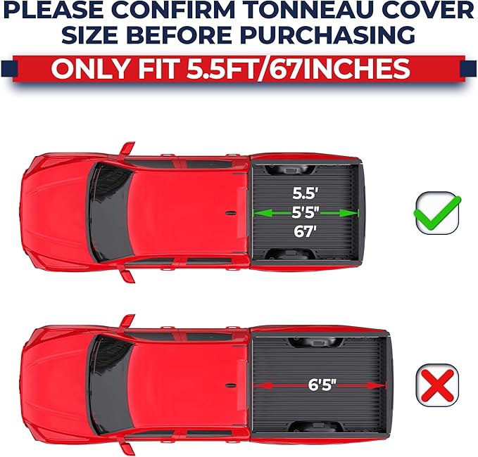 MOSTPLUS 5.5FT Roll-Up Soft Vinyl Truck Bed Tonneau Cover Compatible for Ford F150 F-150 2009-2025 2026 Short Bed On Top (67Inch)
