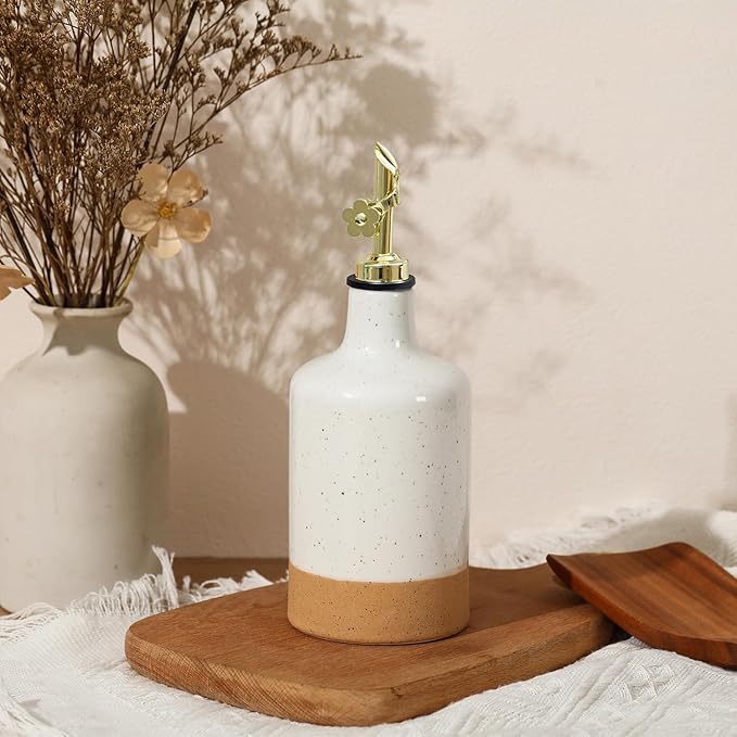 HOMCDALY Ceramic Olive Oil Dispenser Bottle, 16oz Oil Dispenser Bottle