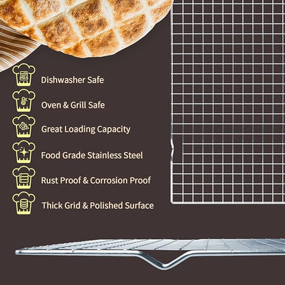 Cooling Rack for Baking, 16x10 Inches Baking Rack, Thick Wire Cookie Rack for