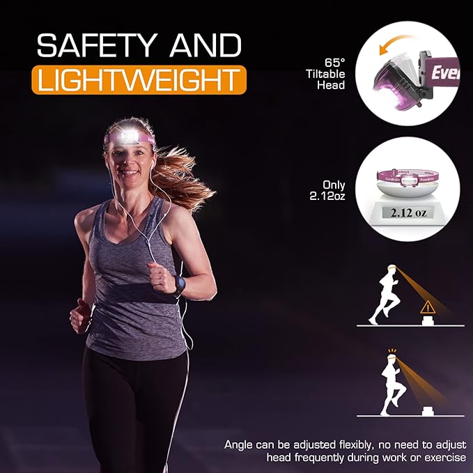 EverBrite Headlamp, 2 Pack Kids Headlamp with Red Light and Memory Function, Head Lamp for Adults and Kids with 5 Modes, Bright Headlamps for Camping, Running, Batteries Included