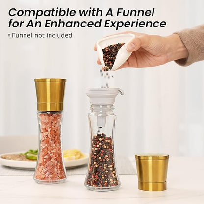 VEVOK CHEF Gold Salt and Pepper Grinder Mill Set Stainless Steel Pepper Shaker