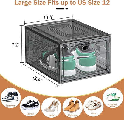 10 Pack Thicken Shoe Organizer Stackable, Upgraded Sturdy Shoe Storage Box