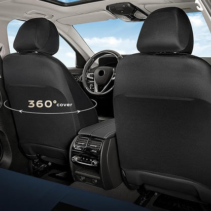 Coverado Car Seat Covers Full Set, Luxury Leather Car Seat Covers, Automotive Front and Rear Mesh Seat Covers, Full Set 5 Seats, Blue Black Seat Covers for SUV Sedan Truck