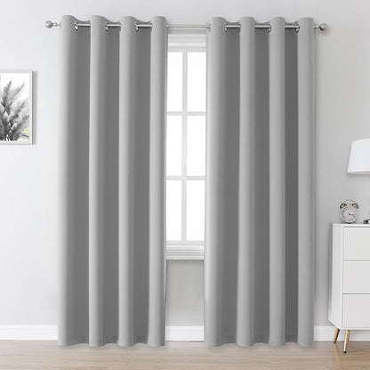DUALIFE Ultimate Gray Blackout Curtain Panels/Drapes