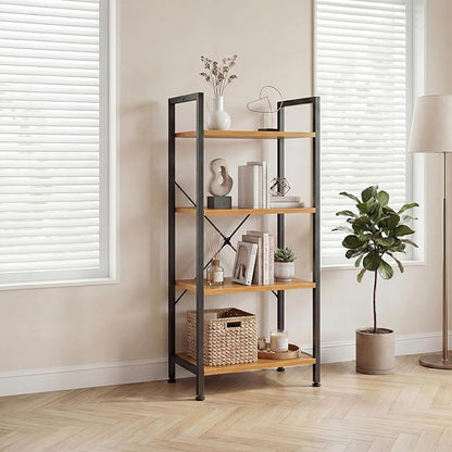 DUMOS 4 Tiers Bookshelf, Classical Book Shelf, Tall Display Shelves in Living