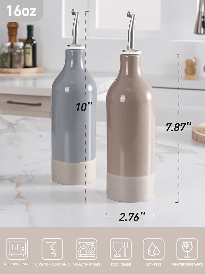 famiware Milkyway 16oz Ceramic Olive Oil Dispenser Bottle, Olive Oil and