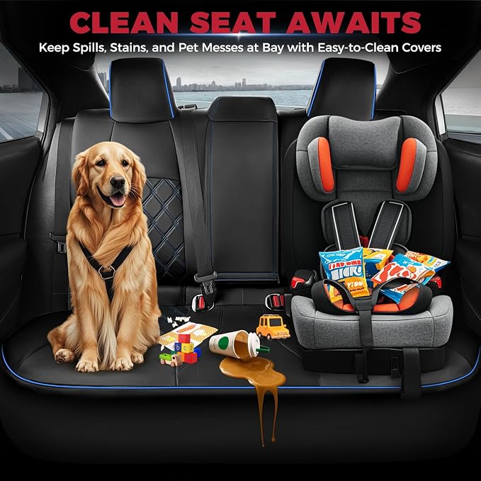 FREESOO for Toyota Corolla Seat Covers 2020-2026 SE/SE Apex Nightshade & 2023-2025 XSE & 2025 FX, Custom Car Seat Covers, Leather Car Seat Cover, Waterproof Seat Covers for Cars, Black Blue Full Set