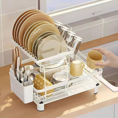 Small 2 Tier Dish Drying Rack, Space Saving Dish Racks