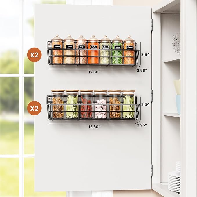 Mystozer Spice Rack Organizer Wall Mount, Hanging Spice Pantry Storage Shelf