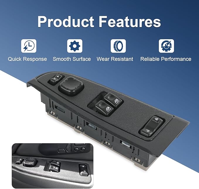 DICMIC Front Driver Side Master Power Window Switch and Door Lock & Black Bezel