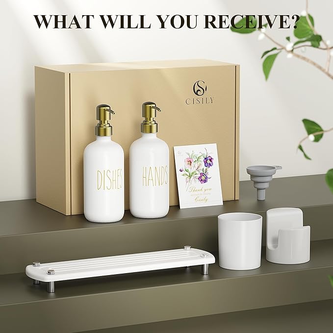 Cisily Kitchen Soap Dispenser Set Comes
