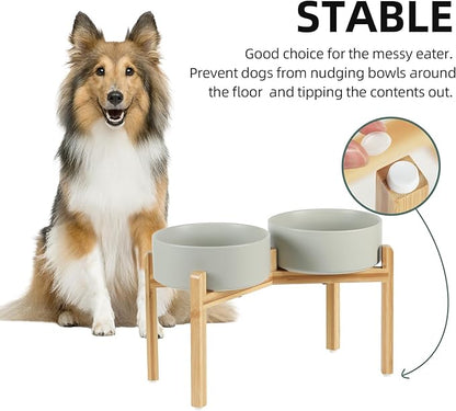 Ceramic Raised Double Bowls Set