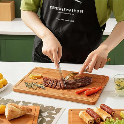 Zarler Bamboo Cutting Boards for Kitchen, 3 Piece Durable Wood Cutting Board