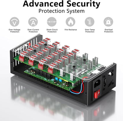300W USB Charging Station, 60 Port USB C Charger Block, USB Charger hub
