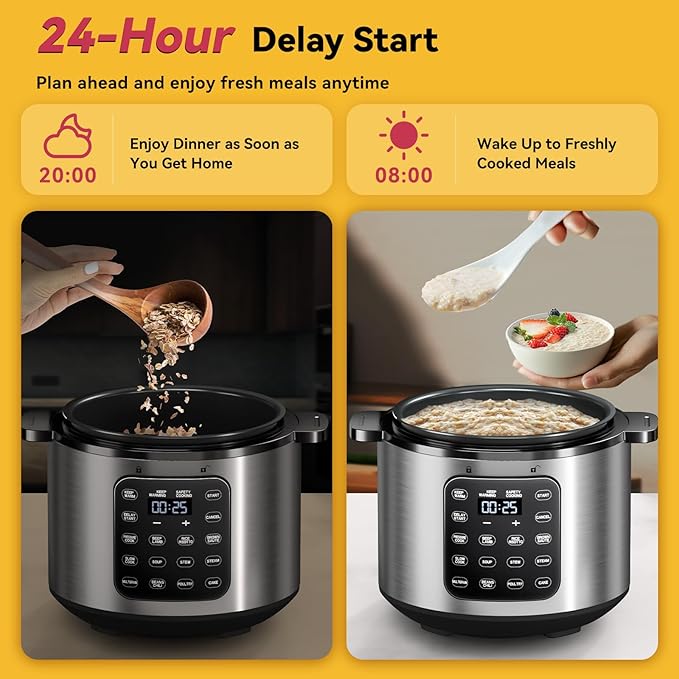 Electric Pressure Cooker 6 Quart Silver, Non-stick Pot, 9-in-1 Instant Pot