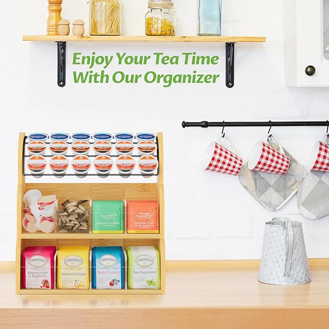 LASZOLA Bamboo Tea Bag and Coffee Holder Organizer