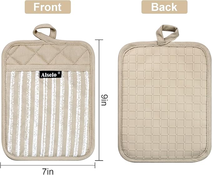 Alselo Silicone Pot Holders Set of 3 Heat Resistant & Non Slip Potholders