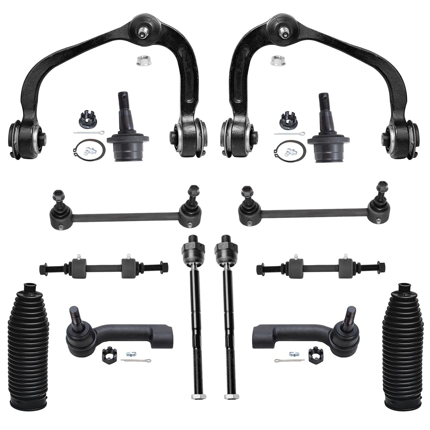 Detroit Axle - Front End 14pc Suspension Kit for Ford 2007-2014 Expedition Lincoln Navigator [2WD; 4WD], 2 Upper Control Arms 2