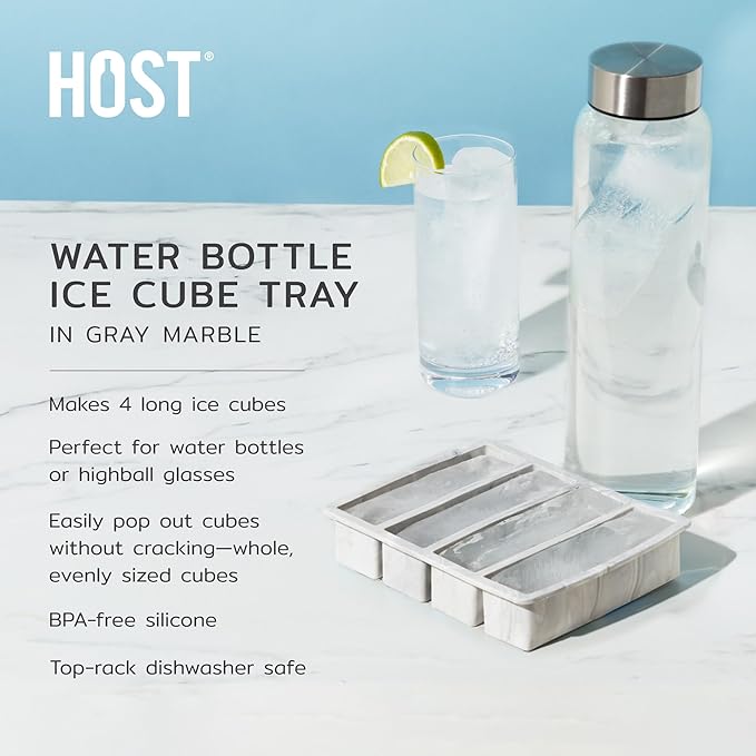 Host Ice Cube Tray, Makes Four 5-Inch Long Cubes, Durable Silicone Trays