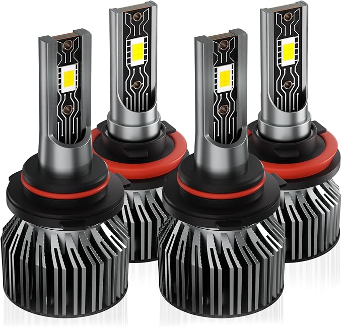 Compatible For 2007-2018 Nissan Altima High&Low Beam 44000LM 600% Brightness 6500K White with Cooling Fan, Plug and Play, IP68 Pack of 4