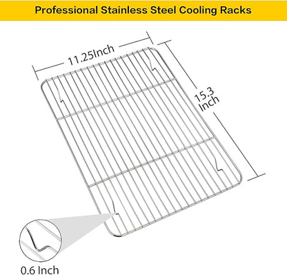 E-far Baking Cooling Rack Set of 2, Stainless Steel Metal Roasting Cooking Racks